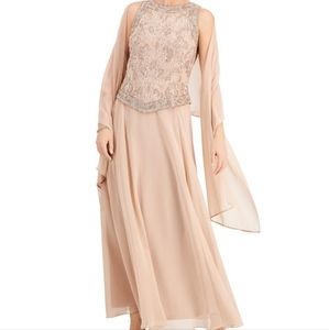 Beaded Gown & Chiffon Scarf s